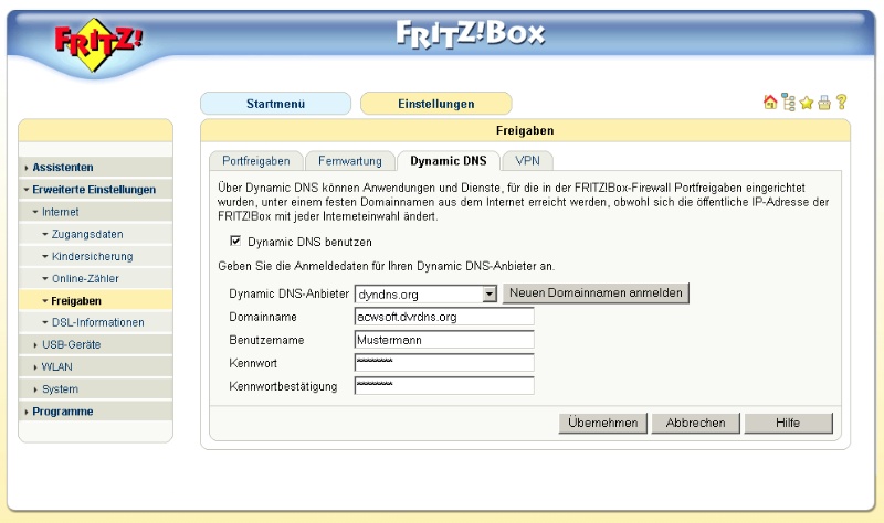 Dyndns - Konfiguration Fritz! Box NEUE Firmware